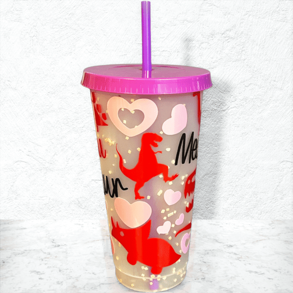 24 ounce glitter dino cold cup