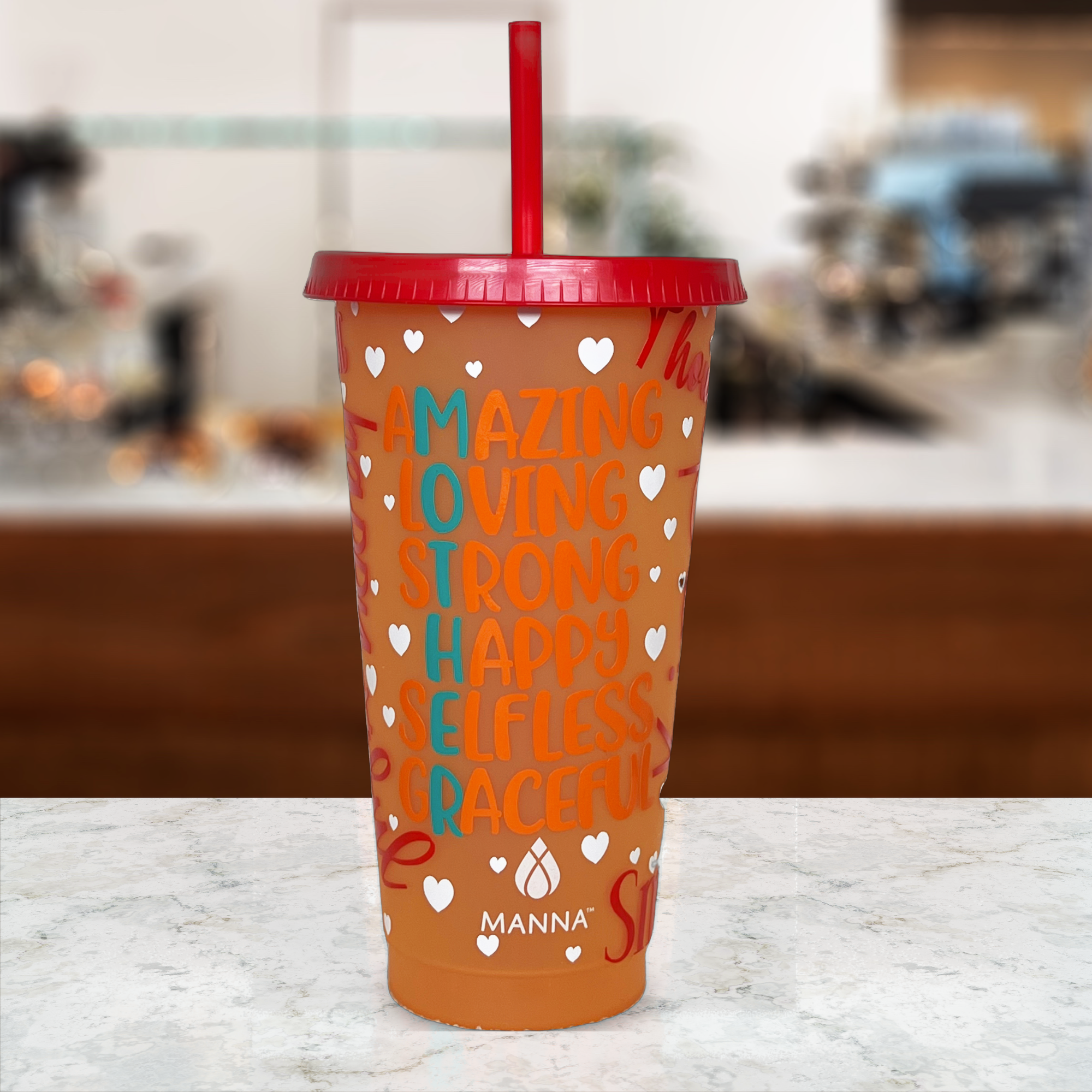 Orange Glitter Reusable Starbuck Cold Cup
